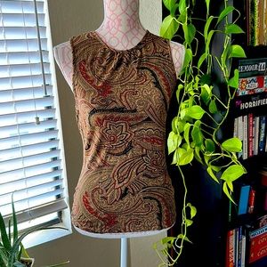 Black, gold, & red paisley shell - M